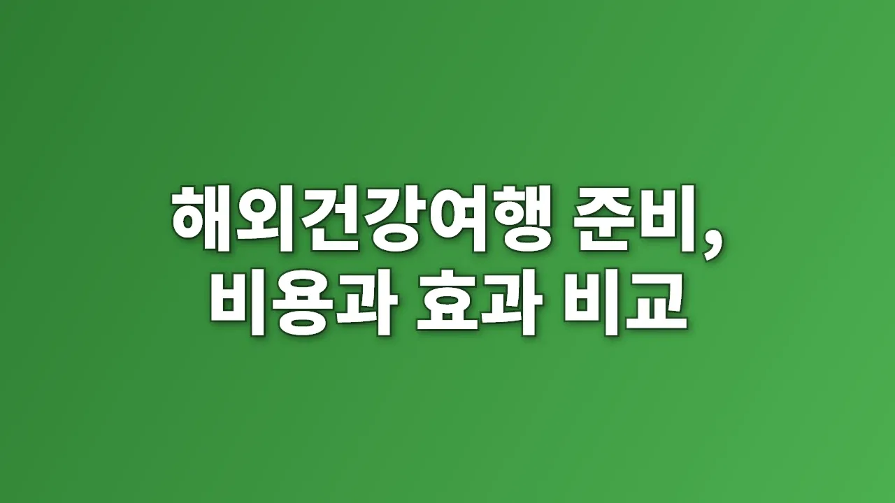 해외건강여행 준비, 비용과 효과 비교
